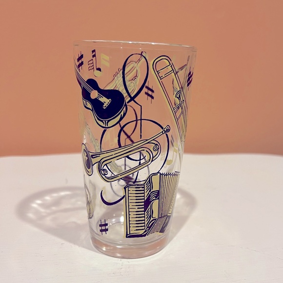 Hazel Atlas Other - 1940’s Hazel Atlas Musical Instruments Themed Bar Glass